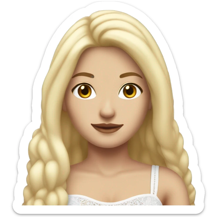 caucasian straight long haired blonde, white plush lace up crop top, tight grey mini skirt, hyperrealist drawing sticker