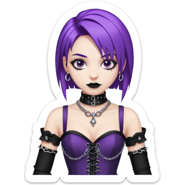 my nickname on the discord server is Little VIper, i have purple hair and an alt/goth style so like corsets and black with silver chains. i want a animated emoji with the text "'Lil Viper Mad" sticker
