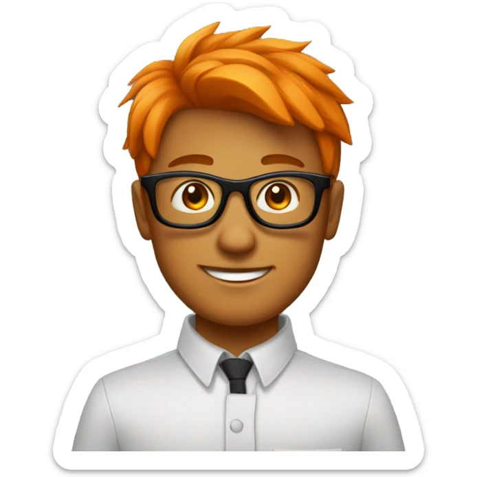 Jeune homme peau orangé  avec lunettes rectangulaire et cheveux noir  sticker