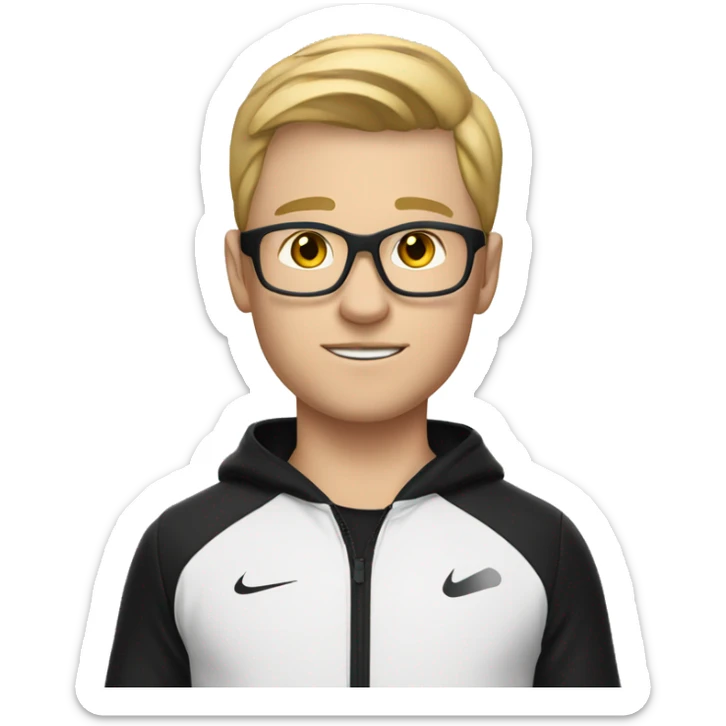 Young white person sports coach wearing a black tracksuit with no logos  sticker