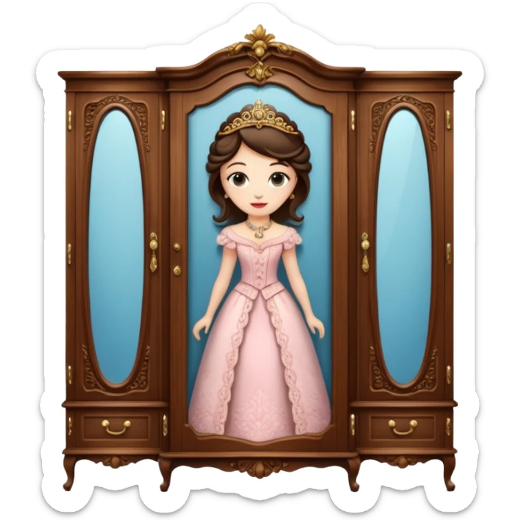 The characters in the fairy tale "Beauty and the Beast" are transformed into the lady in the wardrobe sticker