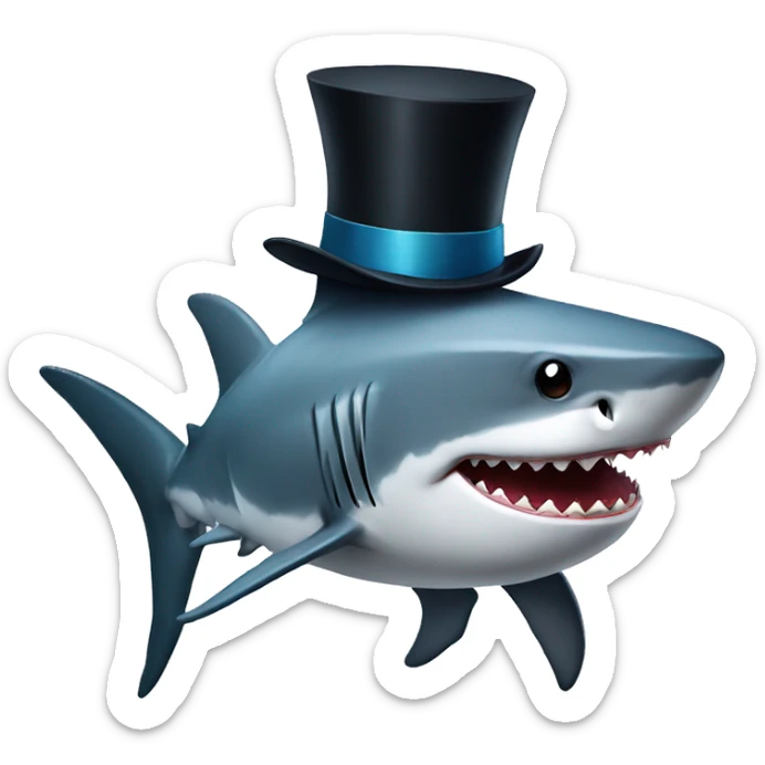 Shark with a top hat sticker