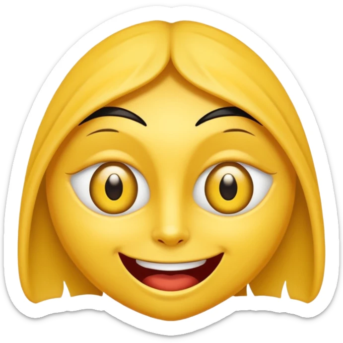 Cara amarilla con los ojos entrecerrados y una leve sonrisa cruel y macabra sticker