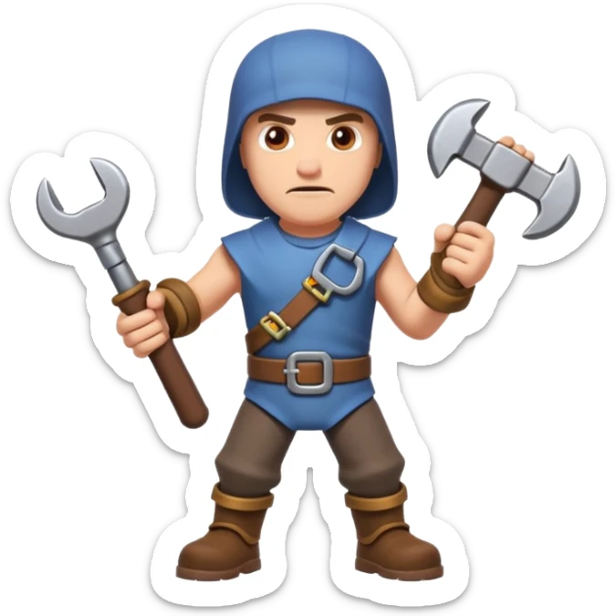 A Mechanic Wrench In A Clash Of Clans and medival Aesthetic not human sticker