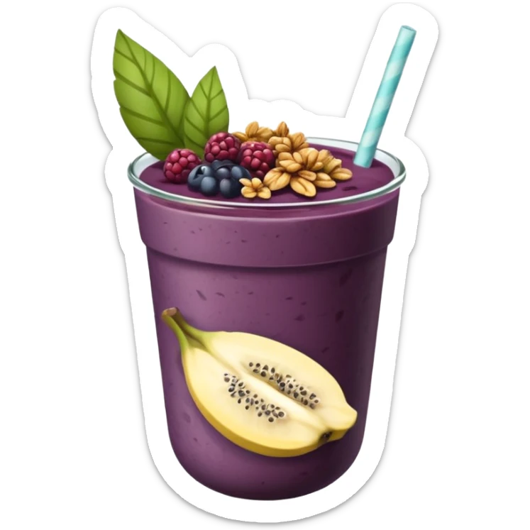 Vaso con açai, que lleve granola plátano arándanos y frutillas sticker