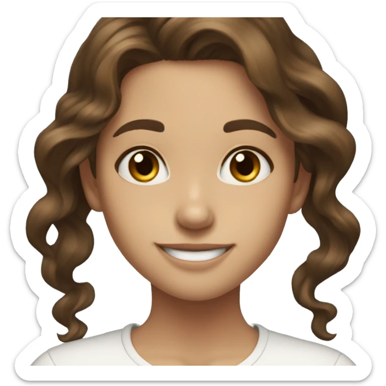 Brown hair brown eyes wavy hair girl smiling happy sticker