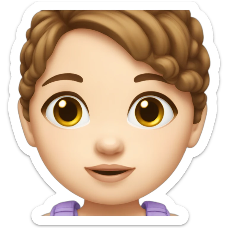 baby girl with brown hair5 and white skin full length sticker