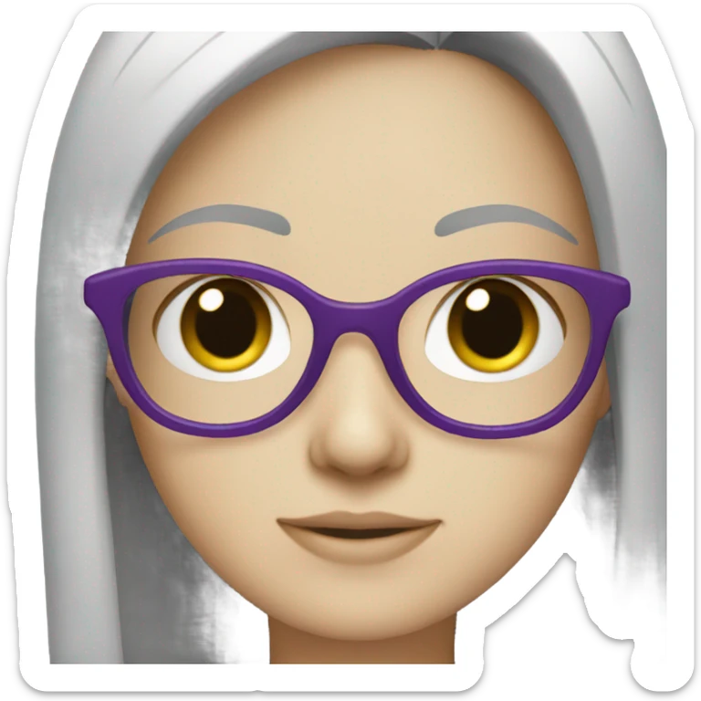 pale little girl in purple glasses and dark hair sticker
