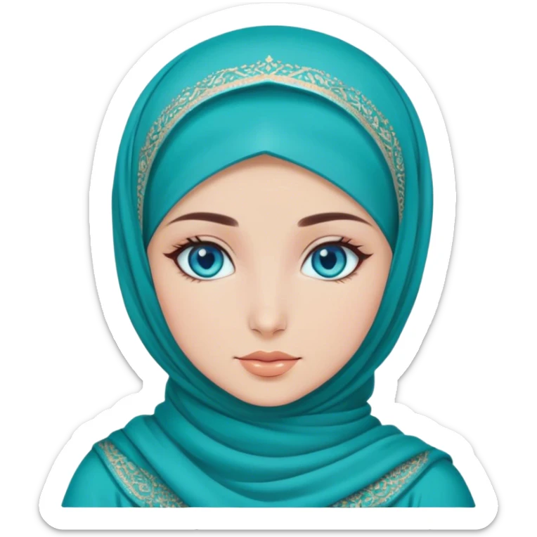 Turkish beautiful finish Konya girl blue eyes with hijab and turquoise stone dress sticker