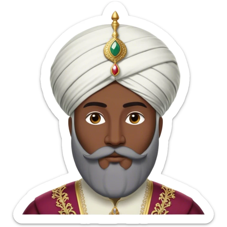 ​Cinematic Realistic Portrait of Suleiman the Magnificent, depicted as a regal Ottoman sultan adorned with a large, white, round, tall turban and a majesti beard, his commanding gaze bathed in warm, historic lighting that exudes timeless authority and grandeur, sticker