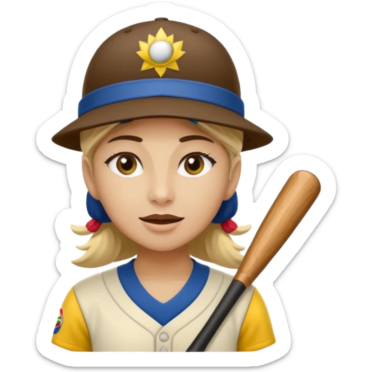 Un mono capuchino que predomine el color café, cara clara y expresiva, que lleve uniforme de softbol de Colombia, con un sombrero vueltiao' un poco inclinado, alegre, atlético y una gorra que diga "Yaifer" sticker