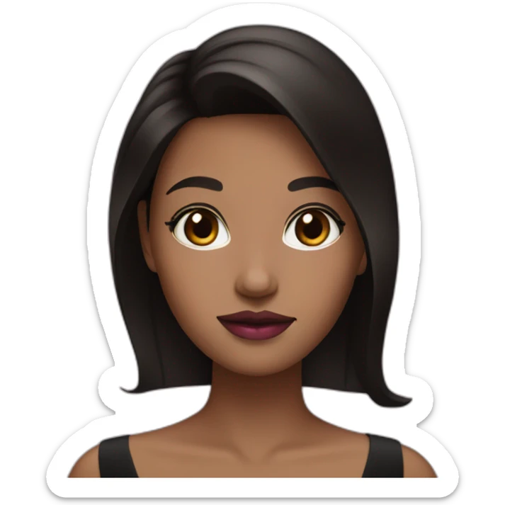 Girl with dark brown hair pink lipstick and black dress sticker