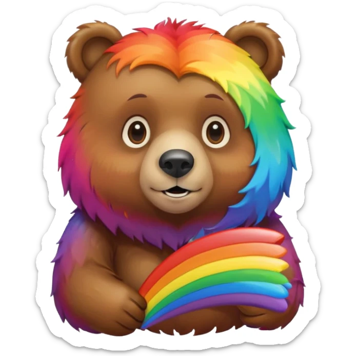 bbear holding rainbow sticker