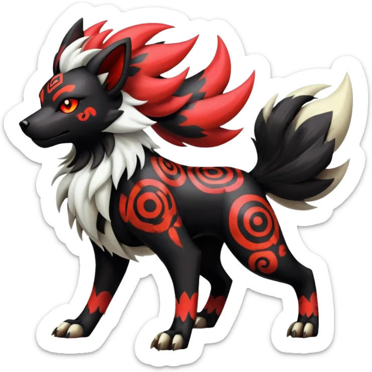 Shiny Gothic Exotic Punk’ish Cool Colorful Epic Futuristic Houndoom-Arcanine-Zorua-Torracat-Pokémon-Fakémon-hybrid-creature sticker