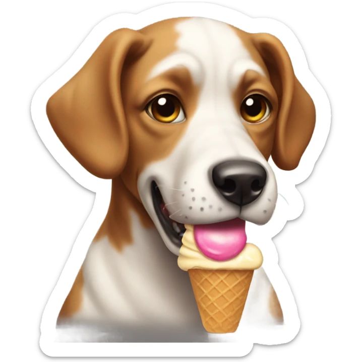 Ice cream eating dog sticker