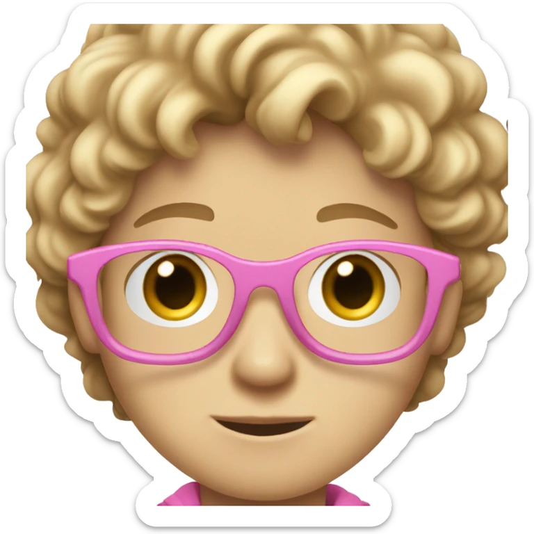 14 year old white boy with brown eyes and hair. Glasses and hair is wavy but short. Has fringe and it falls to one side of face a bit. Wearing pink hoodie. sticker