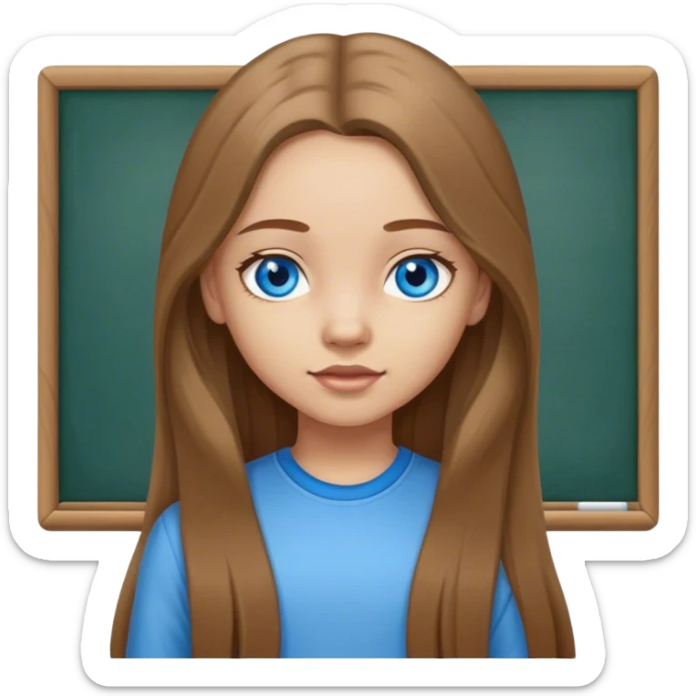 Mädchen jung, braune Haare und blaue Augen, ganzer Körper lange hose, Schule sticker