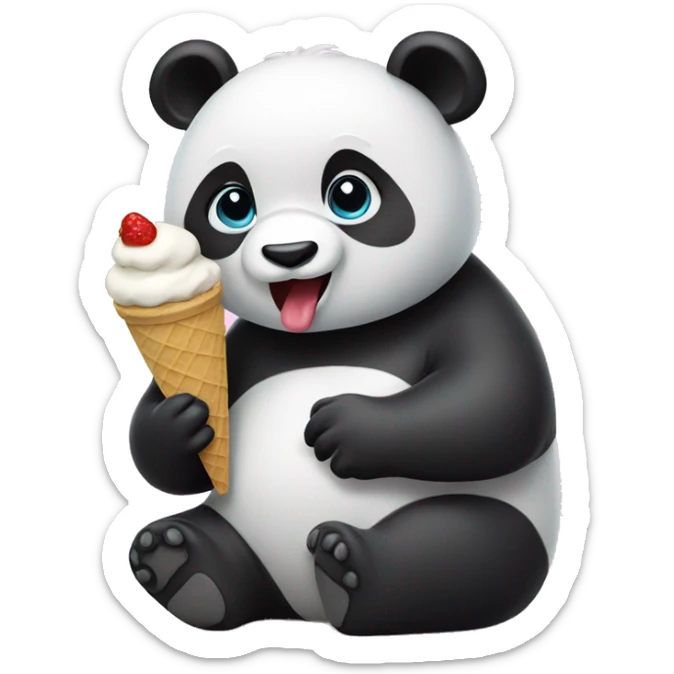 Panda eating ice cream sticker