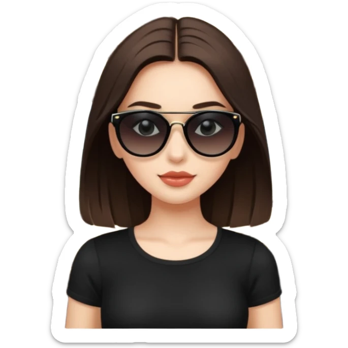Brunette girl with black top and black sunglasses. White skin in luxury train  sticker