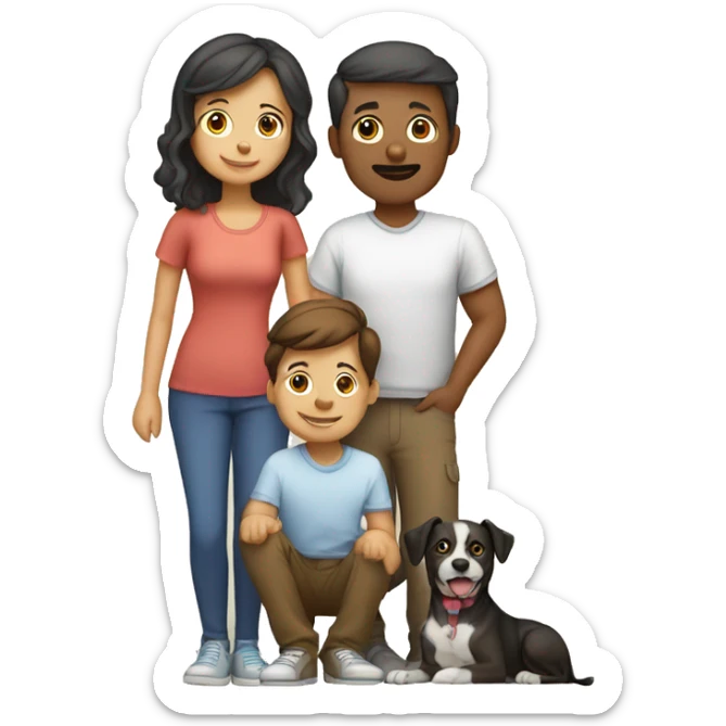 Family of 5 people (mum, dad, 2 older brothers, and younger sister), and a pet dog sticker