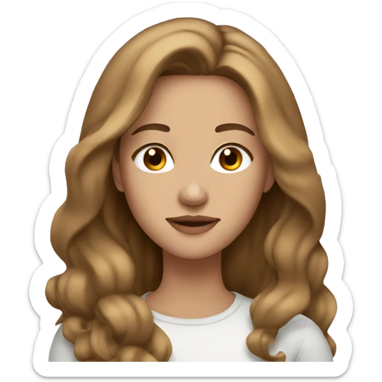 Beautiful woman, straight long light brown hair, brown eyes, christmas sticker