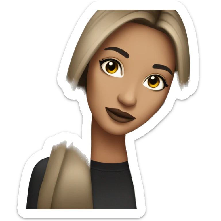 light brunette nightclub girl straight hair with bold lashes sticker