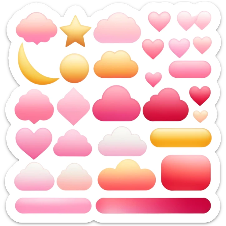 Divine ethereal Romantic pink-red-gold-yellow-white pastel lush gradients aesthetic sticker