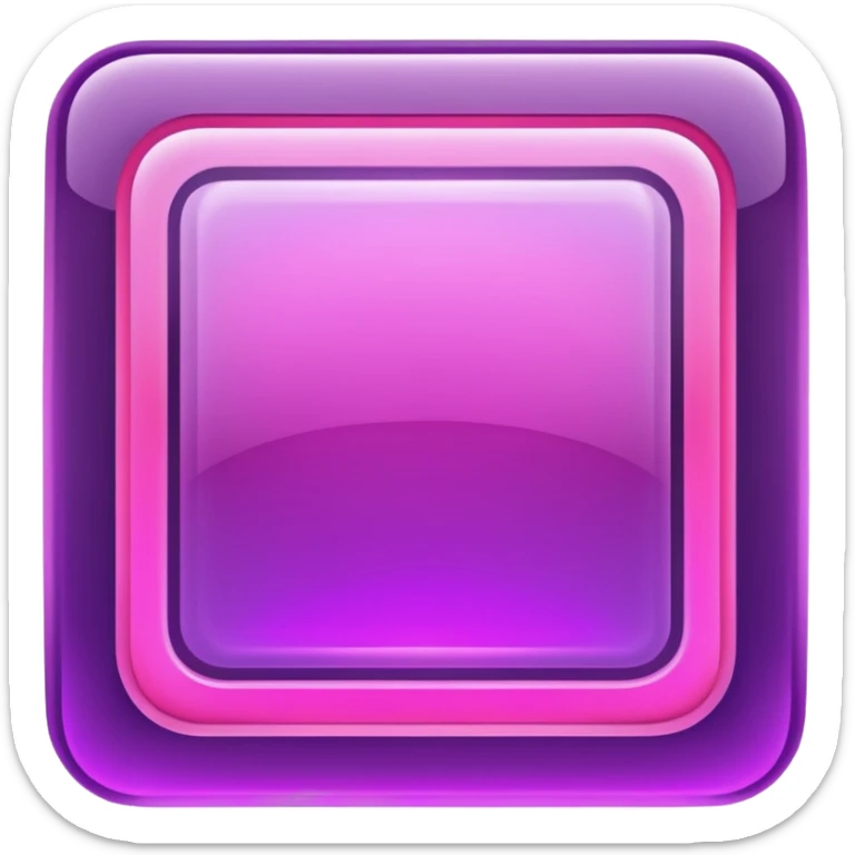 A glowing neon square in shades of purple and pink, transparent background sticker