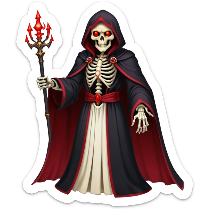 Ainz Ooal Gown skeletal overlord with red glowing eyes and dark robe sticker