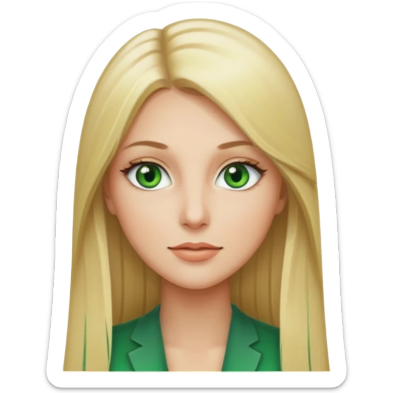 adult female with long straight blonde hair and green eyes sticker
