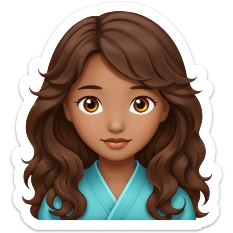 Beautiful girl,Brown hair,wavy hair，long hair, brown eyes,Chinese sticker