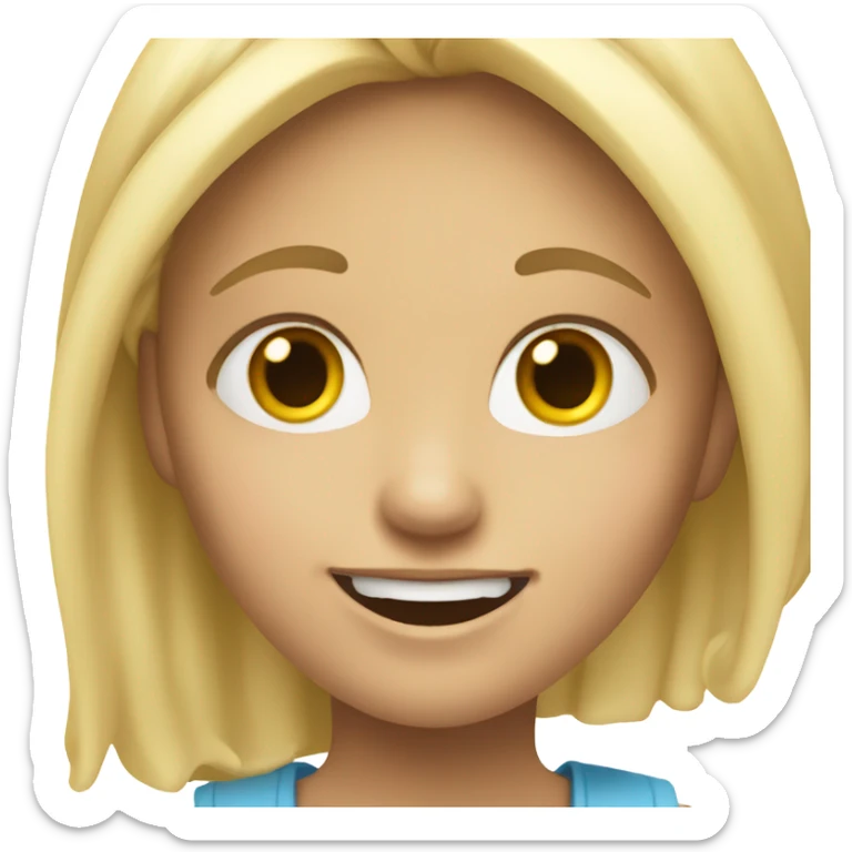 Girl with blonde hair and oppsie smirk sticker