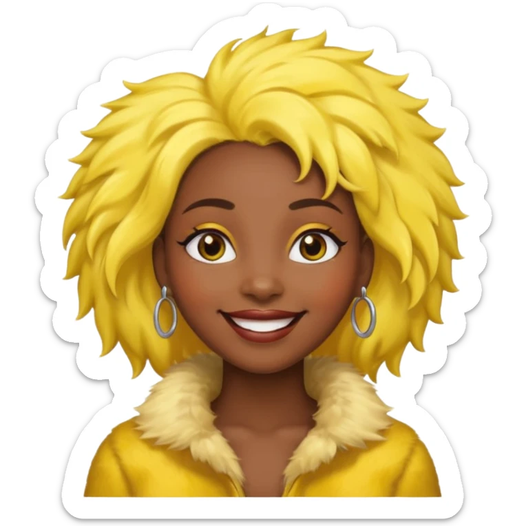 fashionist black woman with yellow fur hair clip sticker