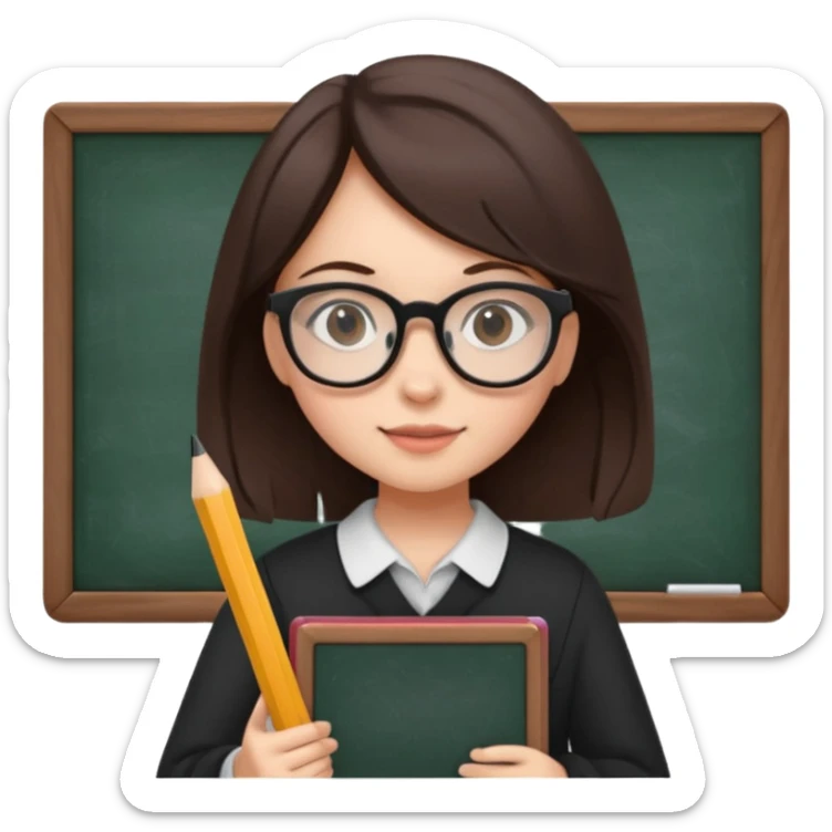a girl with shite skin and dark brown hair studying with blackboard sticker