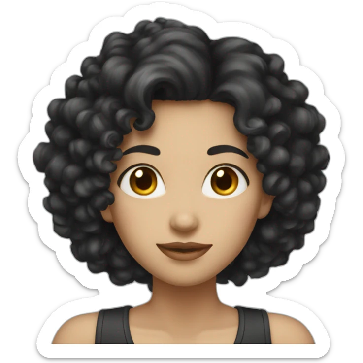 women white with black curly hair tall sticker