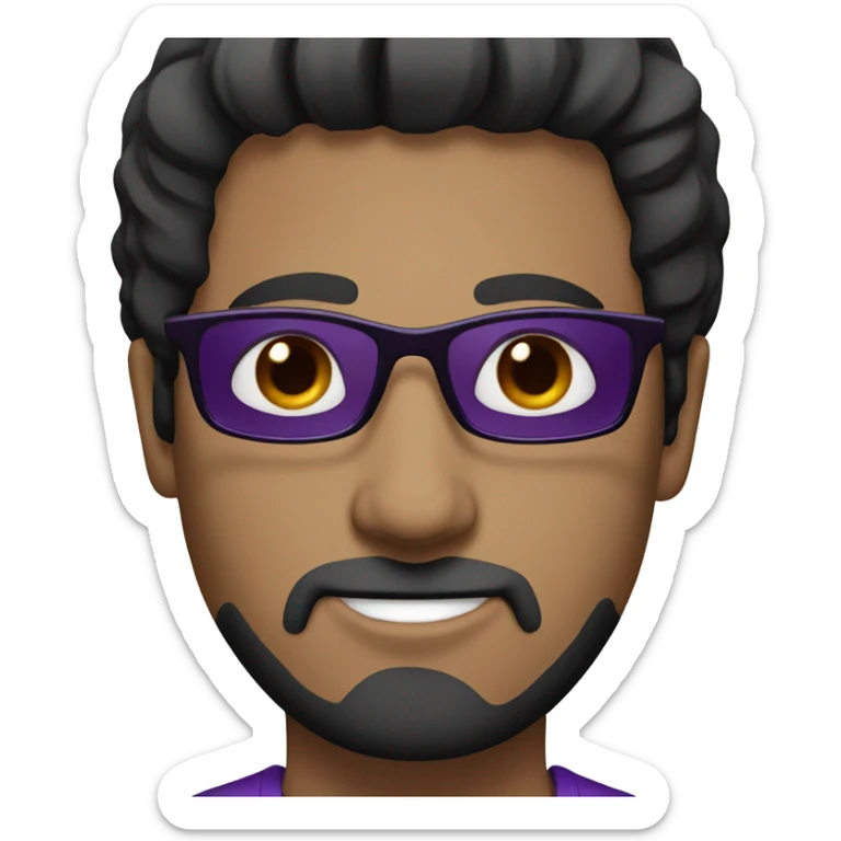 A man with straight black hair and purple shades sticker