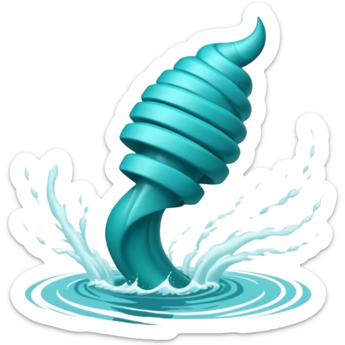 Swirling tornado coming out of the water mark the colur teal with arms and legs coming out the side sticker