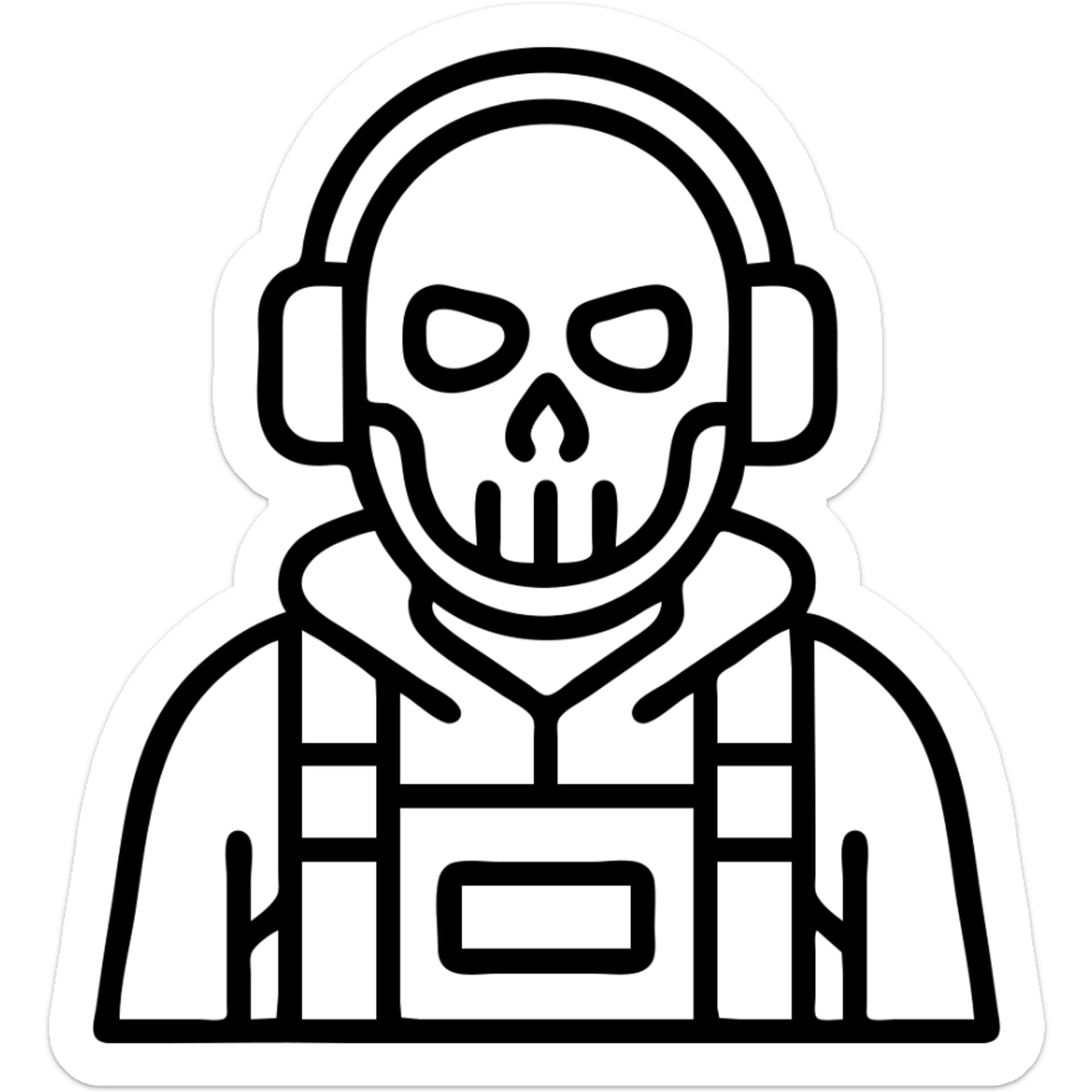 Call of Duty Ghost character with skull mask, tactical military outfit sticker