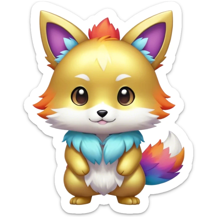 Cute Kawaii Chibi Anthro Fur-Sona Pretty Shiny Colorful Fakemon Full Body sticker