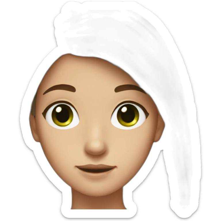 Teenager Girl hair brown and white green eyes  sticker