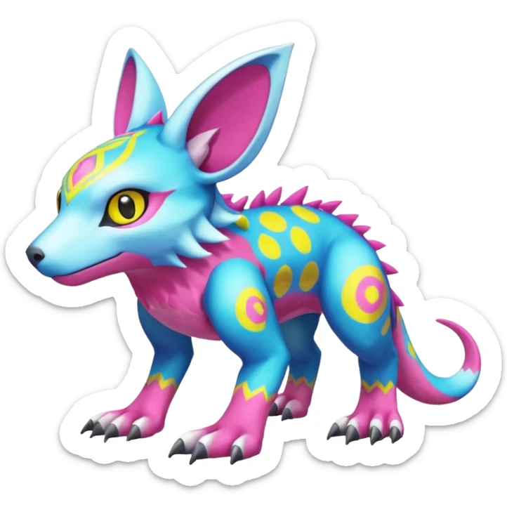 colorful Fakémon-Digimon-Fionbri-Trico-creature (full body) sticker