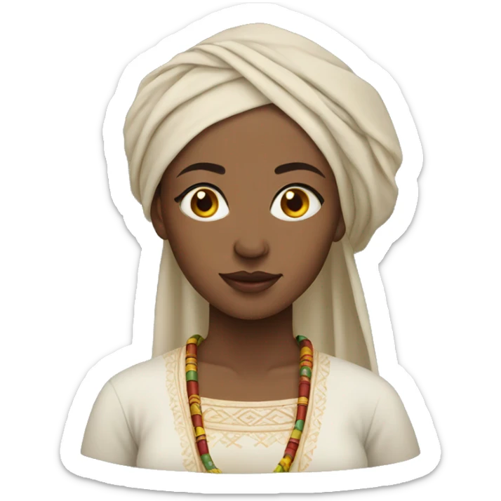 an ethiopian woman with light skin wearing traditional clothing sticker