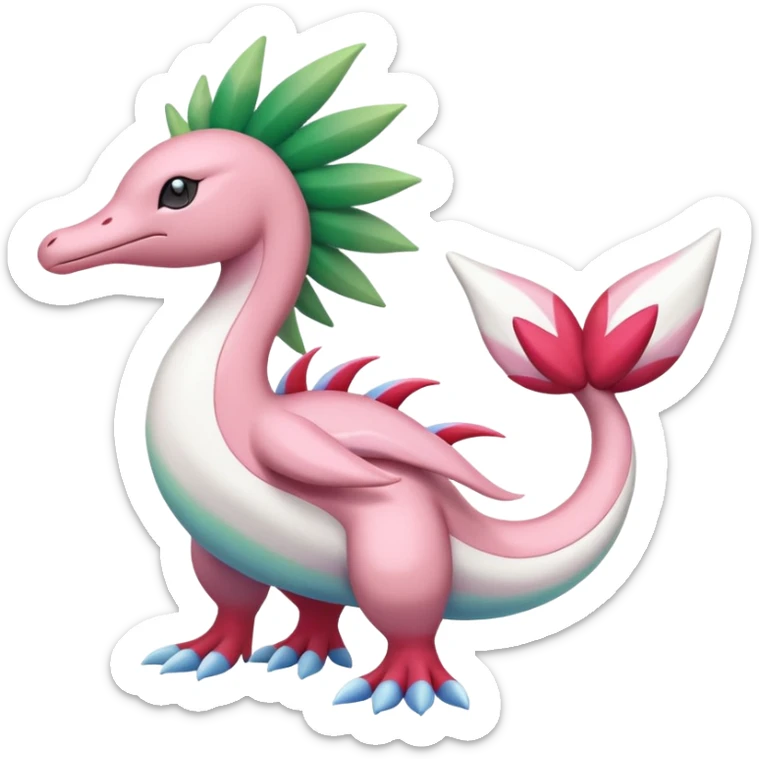 Shiny colorful exotic Mezprit-Milotic-Shaymin-Palkia-Pokémon-fusion, full body sticker
