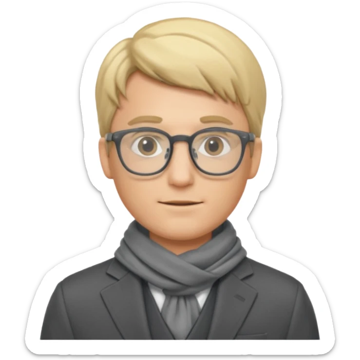 gray scarf male blond hair with suit glasses sticker
