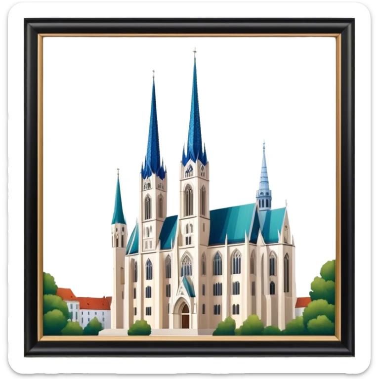 Zagreb Cathedral Landmark Emoji – Depicting its Gothic architecture and twin spires. sticker