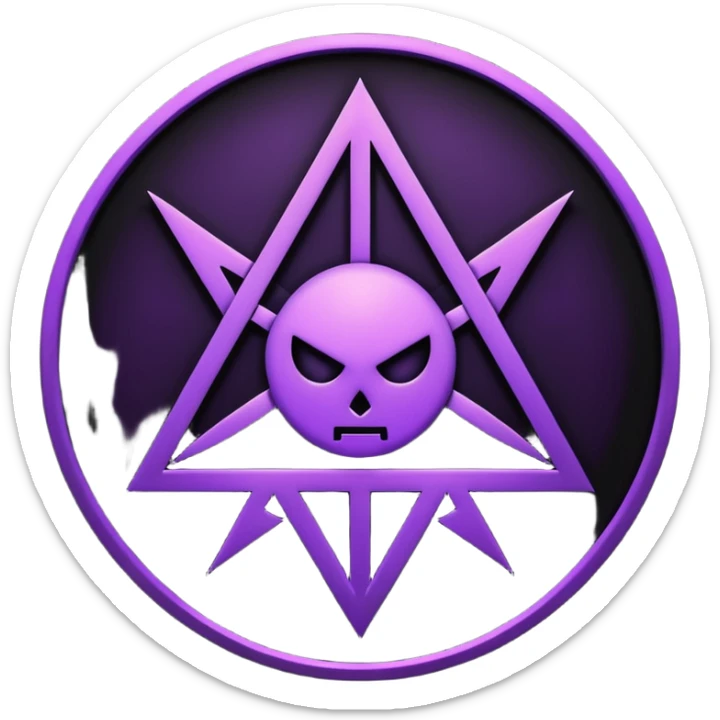 Emoji, dark futuristic occult sigil, symmetrical geometric shape, black metal with faint violet glow, gothic cyber aesthetic, minimal flat design, sharp edges, centered, transparent background sticker