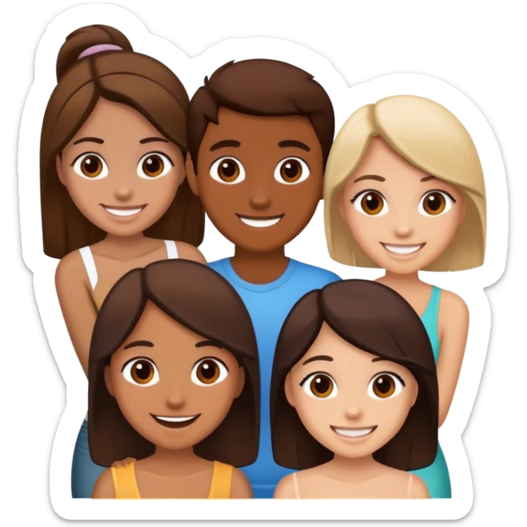 5 best friends, 1 Egyptian man, 1 indian girl 1 persian girl 1 moroccan boy 1 black boy sticker