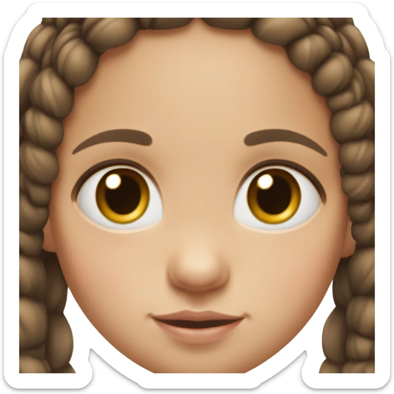 baby girl with super straight brown pigtails on top of head,  big dark brown eyes and pale white fair skin no braids sticker