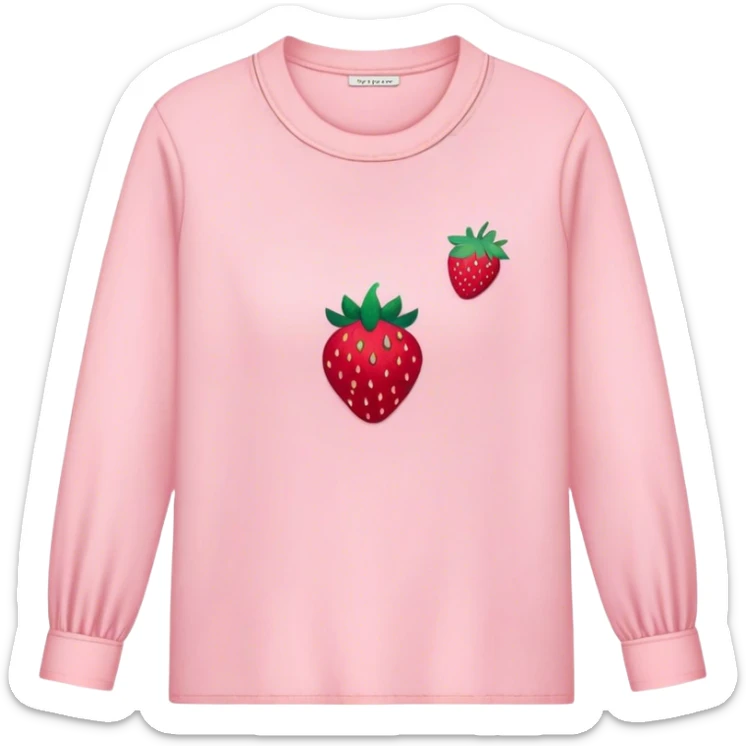 pastel pink women's shirt with a strawberry embroidered in the center sticker