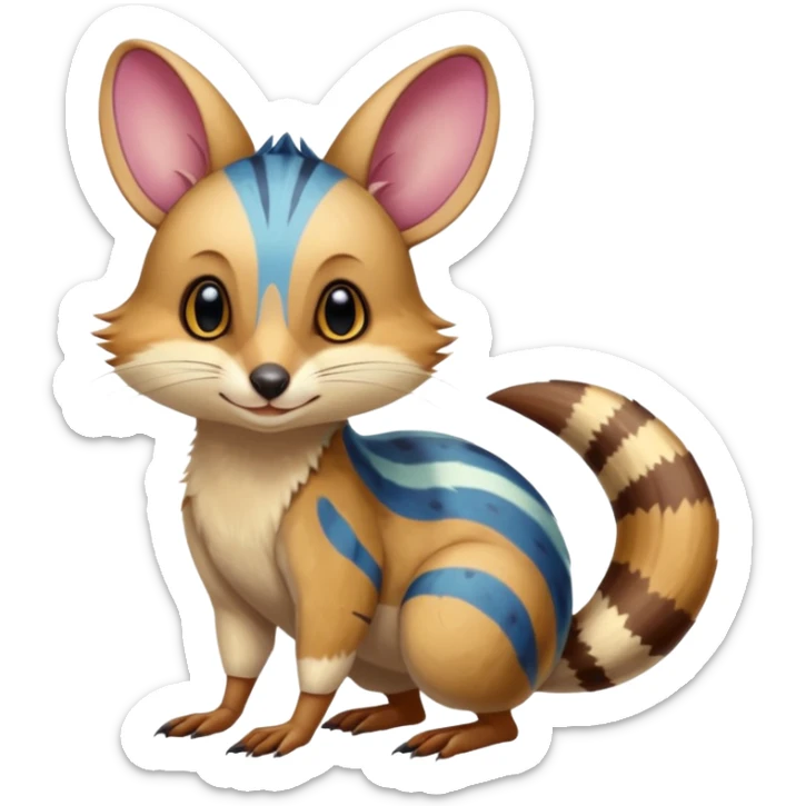 Colorful Exotic Numbat-Bilby-Quoll-Furret-Fakémon-furry-fursona-creature (full body) sticker